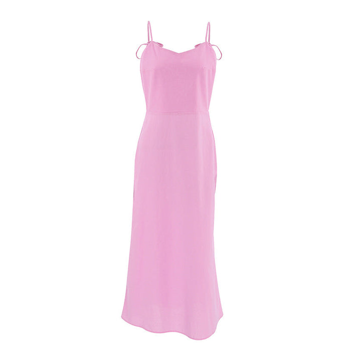 Women’s Maxi Dress – Lightweight Fabric – Sweetheart Neckline – Adjustable Tie Straps