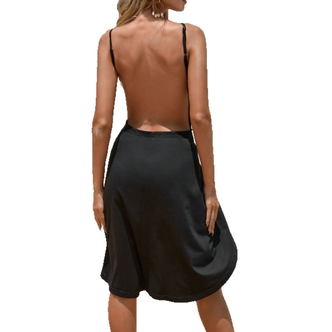 Women’s Midi Dress – Cotton Blend – Wrap Style – Asymmetrical Hem – Adjustable Straps