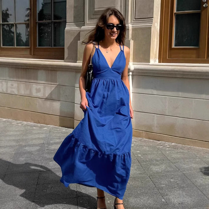Women’s Maxi Dress – Empire Waist – Sleeveless V-Neck – Lightweight Flowy Fit