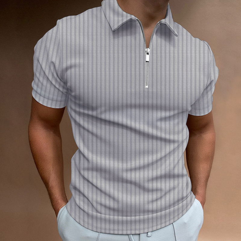 Men’s Polo Shirt - Cotton Knit - Slim Fit - Zipper Neckline - Short Sleeve Casual Style