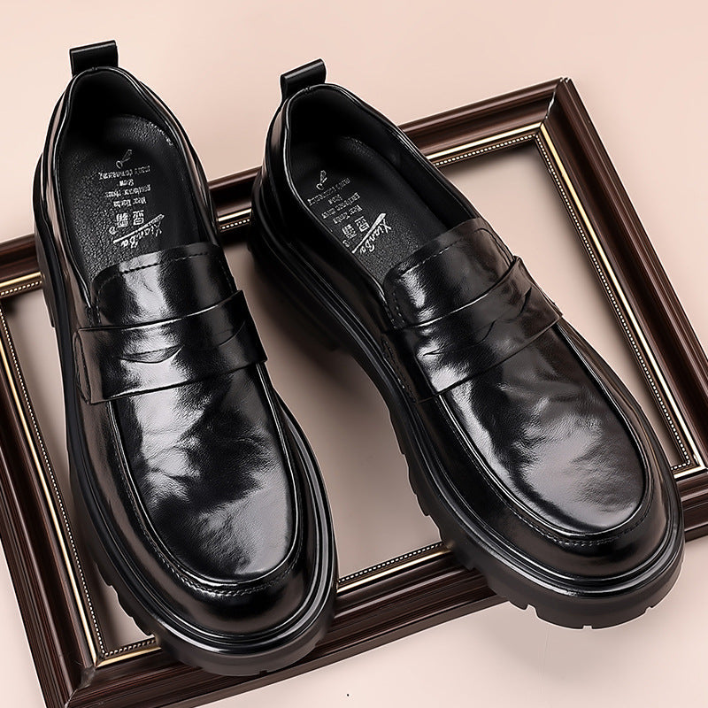 Men’s Leather Loafers – Slip-On Penny Strap – Moc Toe – Cushioned Dress Sole