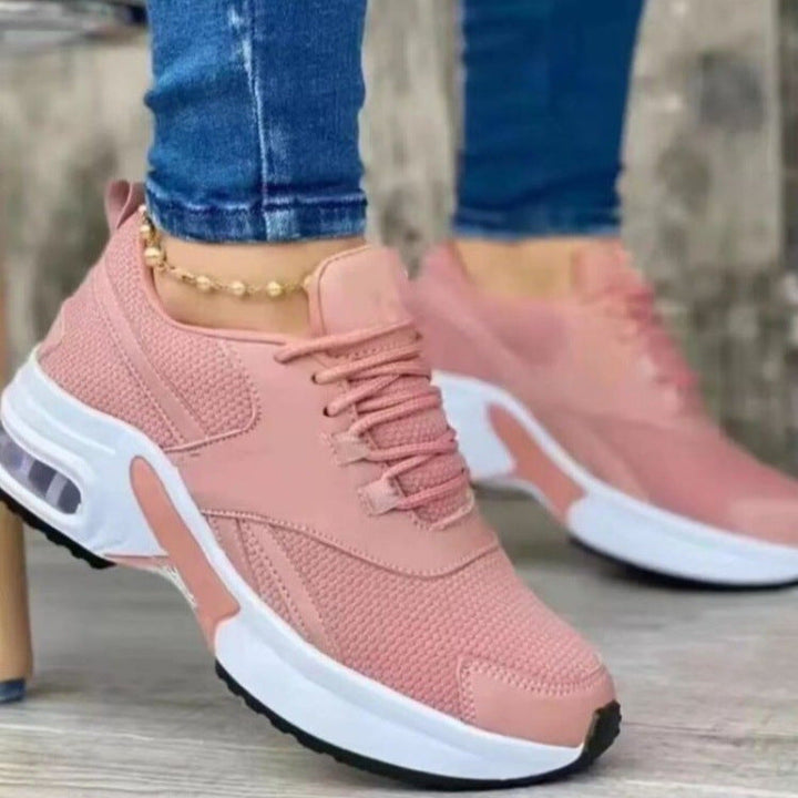 Women’s Sneakers – Breathable Mesh – Cushioned Sole – Lace-Up Low-Top Athletic Fit