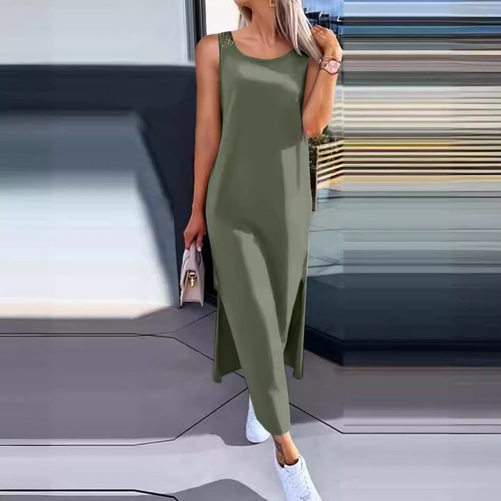 Women’s Maxi Dress – Relaxed Fit – Lace Back – Sleeveless