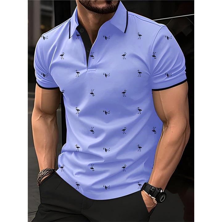 Men’s Polo Shirt – Cotton Blend – Regular Fit – Short Sleeve – Printed Casual Style