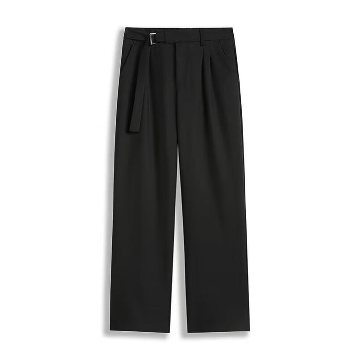 Men’s Straight-Leg Pants – Relaxed Fit – Breathable Blend – Belted Waist – Full Length