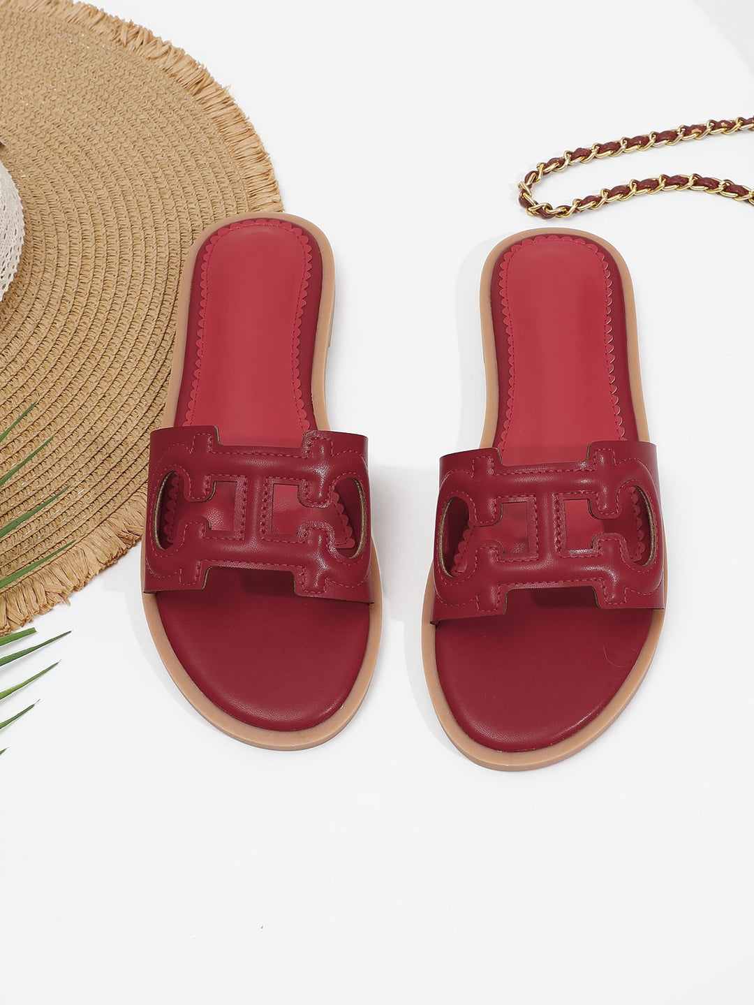 Women’s Flat Sandals - Cut-Out Strap - Open Toe - Slip-On Casual Footwear