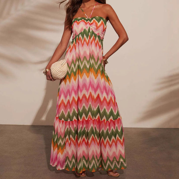 Women’s Maxi Dress - Strapless Halter Tie - Flowing Fit - Lightweight Boho Style