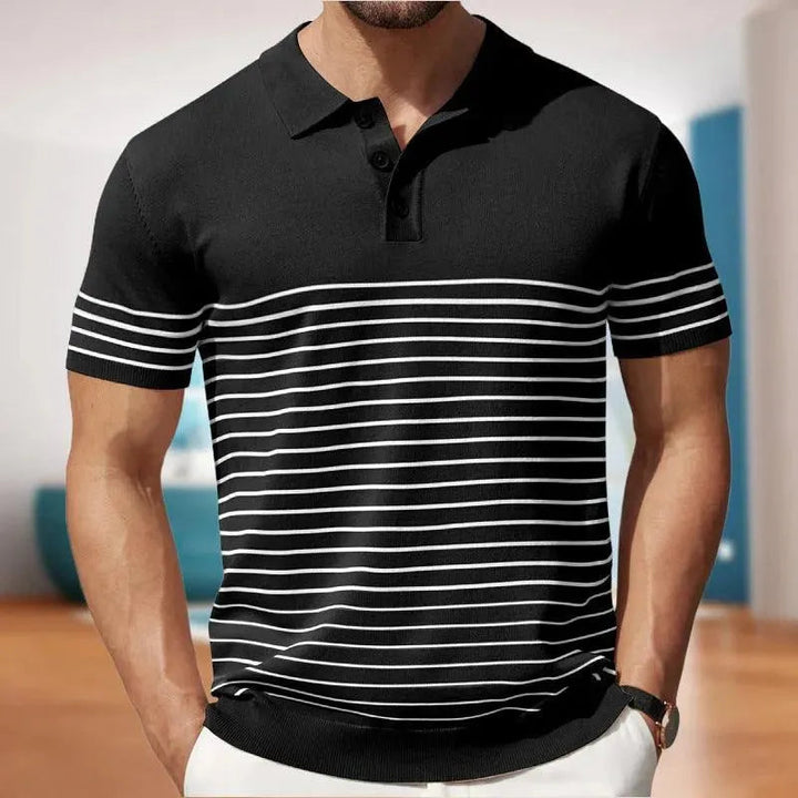Men’s Polo Shirt – Soft Knit – Classic Fit – Short Sleeve – Striped Casual Style