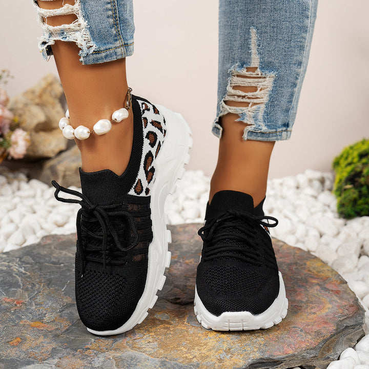 Women’s Athletic Sneakers – Flyknit Upper – Low-Top – Breathable – Cushioned Sole