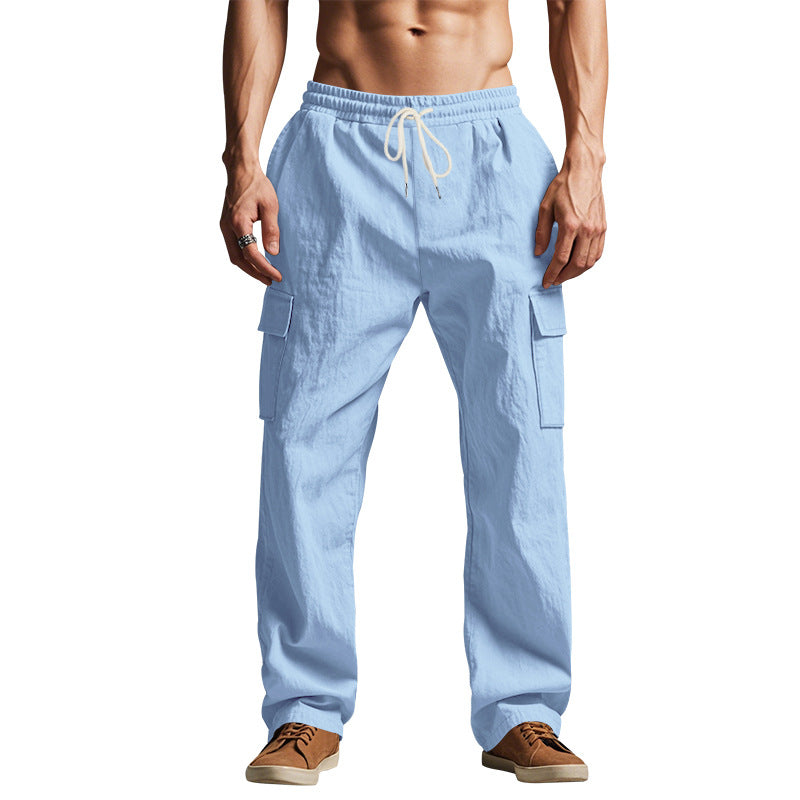 Men’s Cargo Pants - Relaxed Fit - Cotton Blend - Elastic Waistband - Multi-Pocket Casual Wear