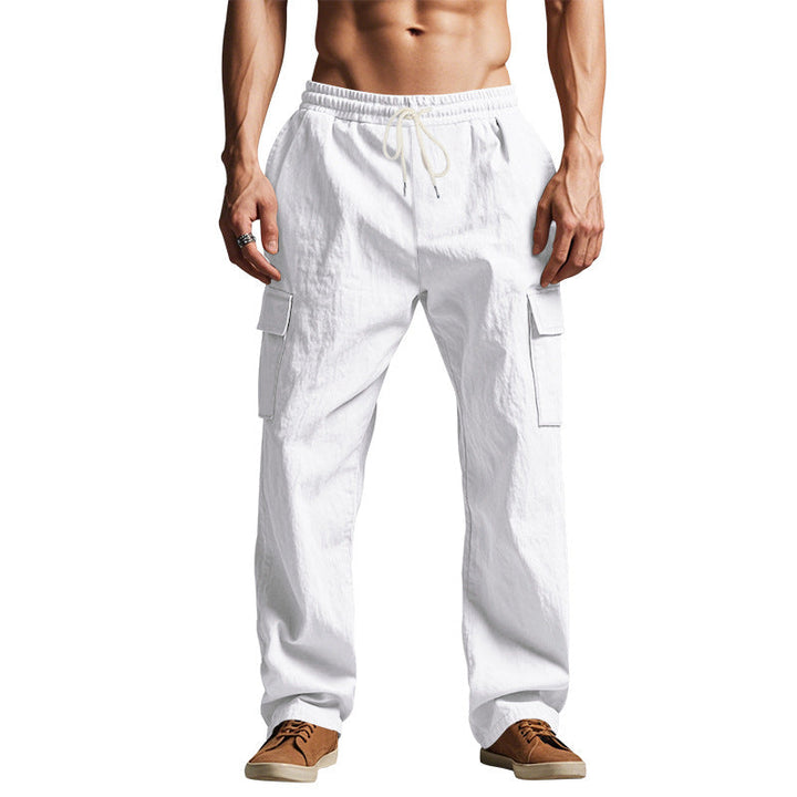 Men’s Cargo Pants - Relaxed Fit - Cotton Blend - Elastic Waistband - Multi-Pocket Casual Wear
