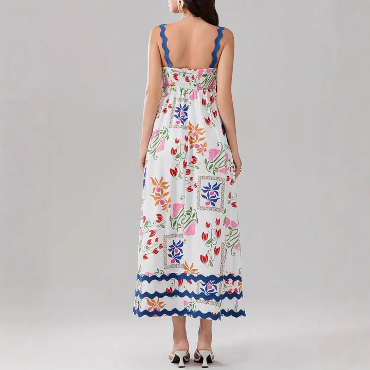 Women’s Maxi Dress – Sleeveless – Fitted Bodice – Square Neck – Lightweight Cotton