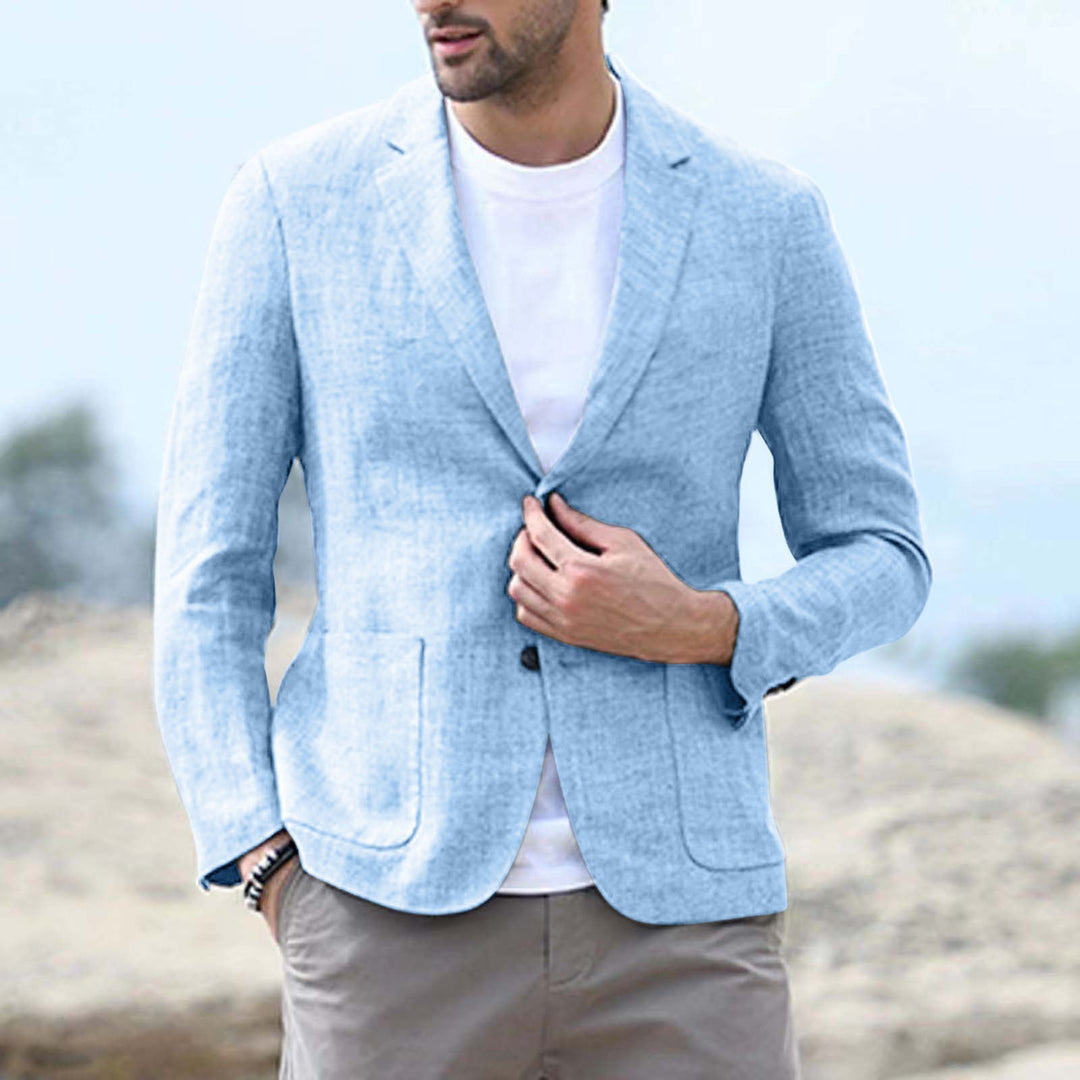 Men’s Blazer – Slim Fit – Linen Blend – Single Breasted – Notch Lapel – Casual Style