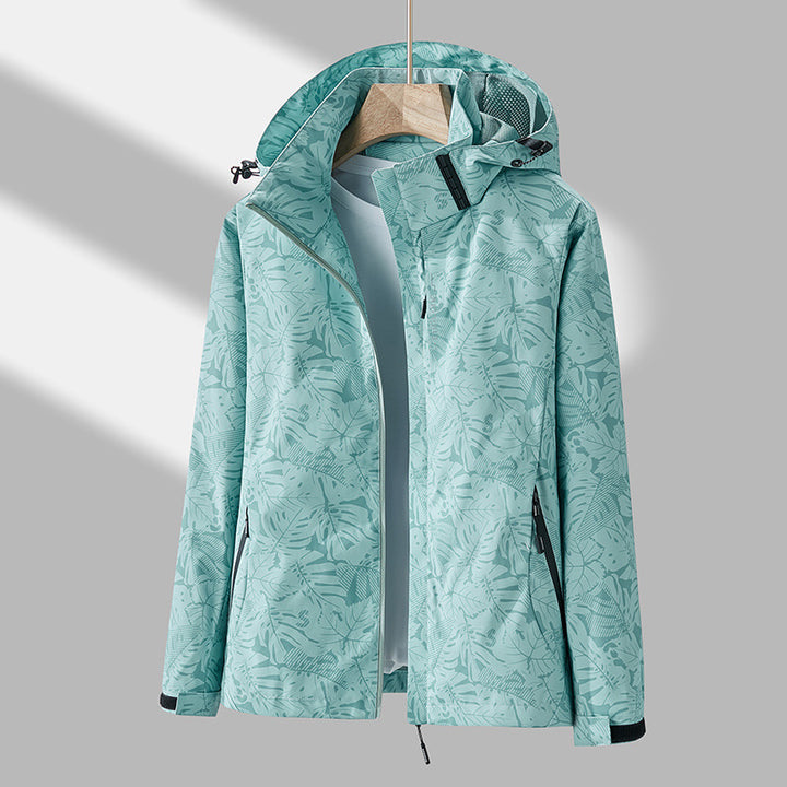 Women’s Waterproof Jacket – Wind-Resistant – Adjustable Hood – Zipper Pockets – Regular Fit