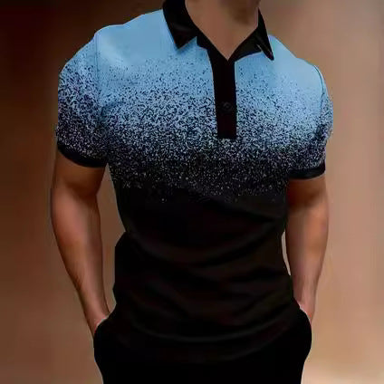 Men’s Polo Shirt – Slim Fit – Gradient Print – Soft Breathable Blend – Casual Wear