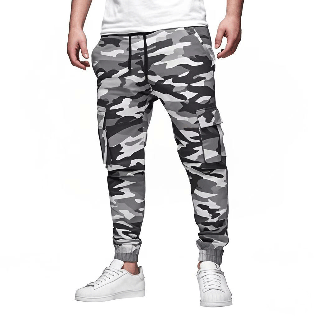 Men’s Cargo Jogger Pants – Slim Fit – Stretch Cotton – Elastic Waist & Ankle Cuffs