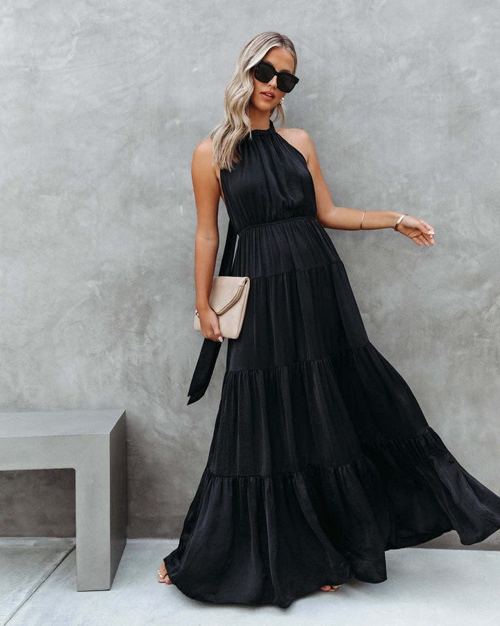 Women’s Maxi Dress – Halter Neck – Tiered Skirt – Flowy Lightweight Fabric