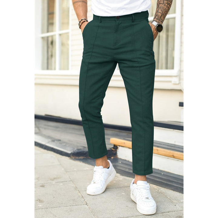 Men’s Casual Trousers - Slim Fit - Double Pleated Front - Ankle Length - Belt Loop Waist