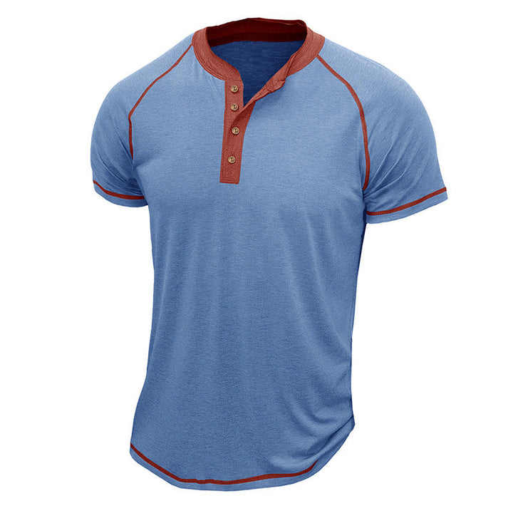 Men’s Henley Shirt – Cotton Blend – Regular Fit – Short Sleeve – Contrast Trim