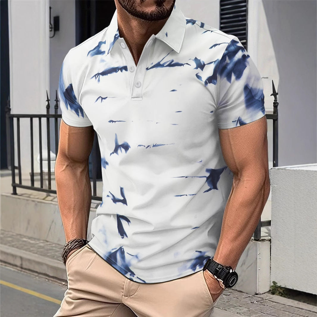 Men’s Polo Shirt – Slim Fit – Cotton – Short Sleeve – Abstract Pattern