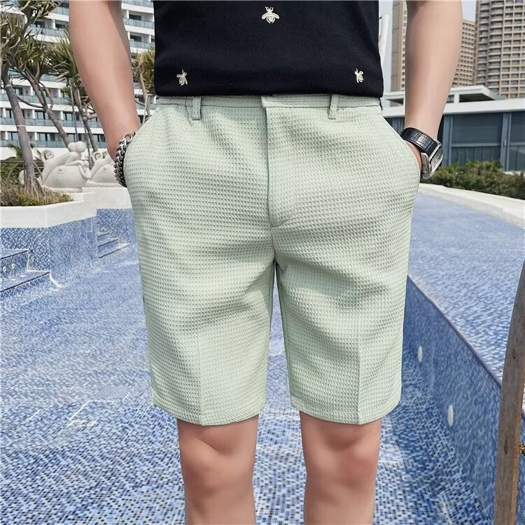 Men’s Tailored Shorts – Slim Fit – Knee Length – Button Waist – Belt Loops