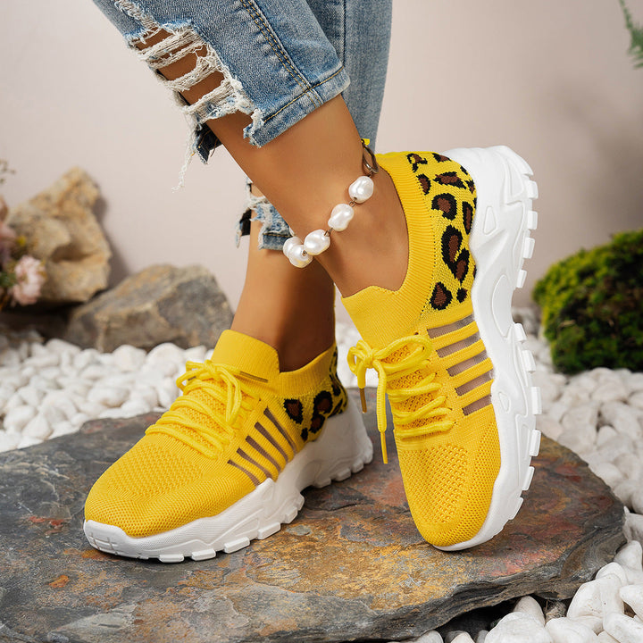 Women’s Athletic Sneakers – Flyknit Upper – Low-Top – Breathable – Cushioned Sole