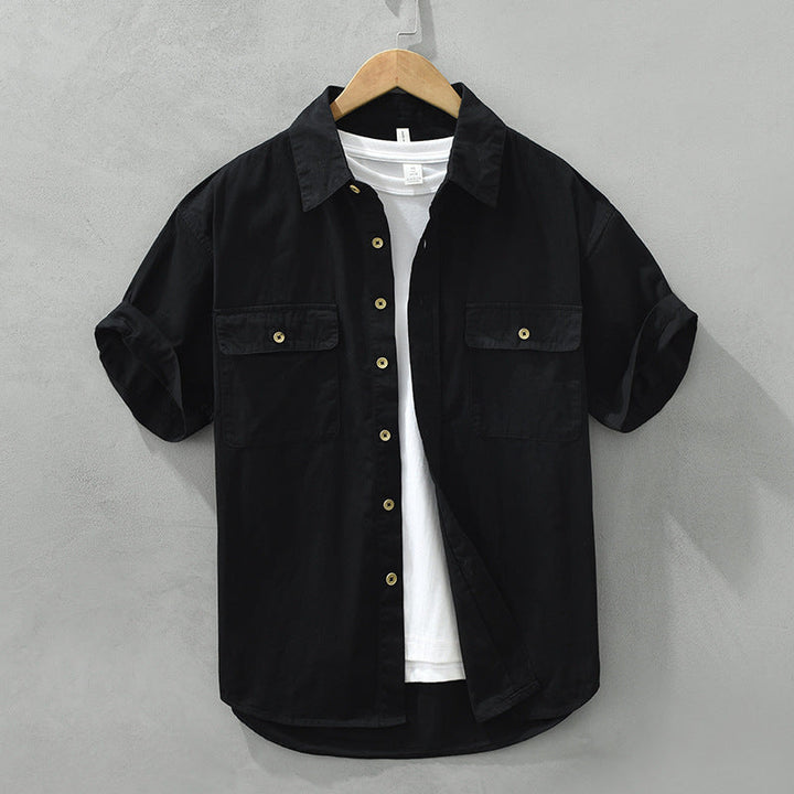 Men’s Workwear Shirt – Relaxed Fit – Short Sleeve – Natural Fibers – Utility Pockets