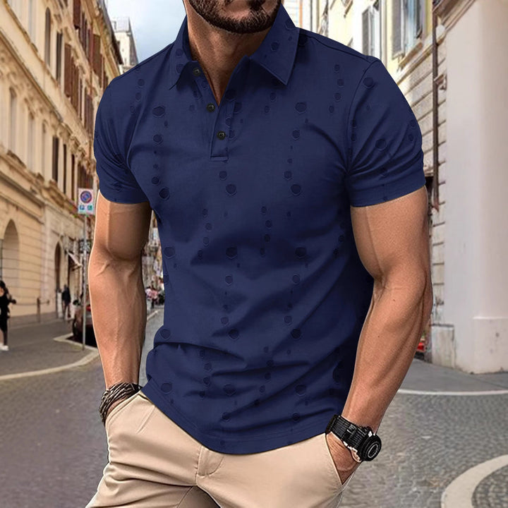Men's Polo Shirt - Slim Fit - Distressed Design - Cotton - Casual Style