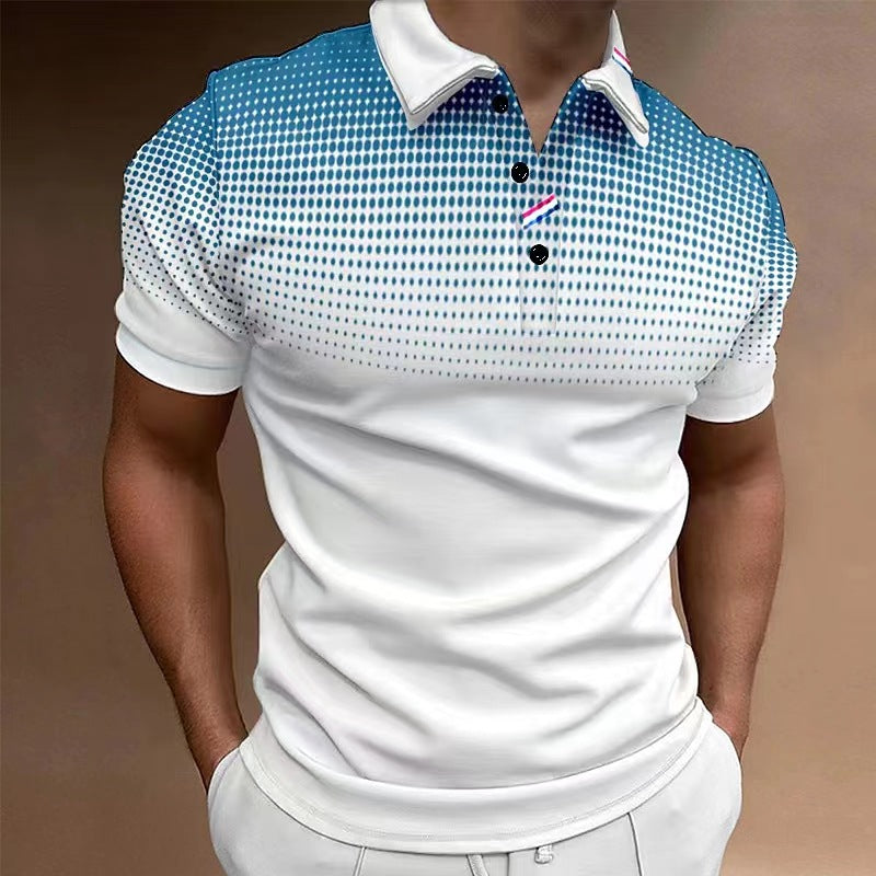 Men’s Polo Shirt - Slim Fit - Cotton Blend - Short Sleeve - Gradient Dot Print