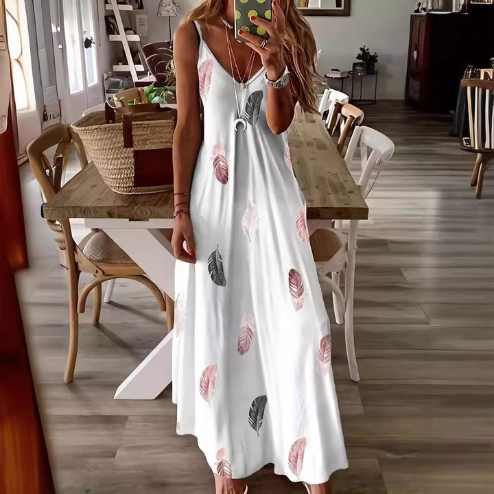 Women’s Maxi Dress – Relaxed Fit – Sleeveless V-Neck – Flowing Silhouette – Breathable Blend