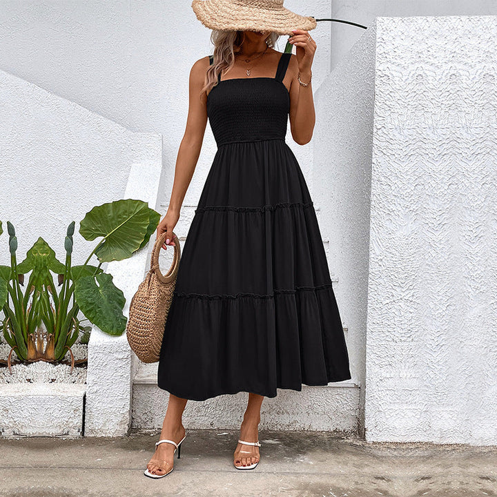 Women’s Sundress – Smocked Bodice – Tiered Maxi Skirt – Square Neck – Sleeveless