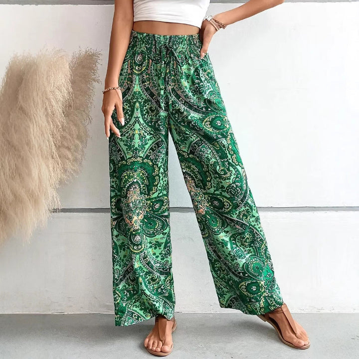 Women’s Wide-Leg Pants - Elastic Waist - Breathable Blend - Flowy Relaxed Fit