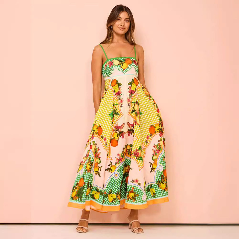 Women’s Maxi Dress - Smocked Bodice - Spaghetti Strap - Flowy Boho Silhouette