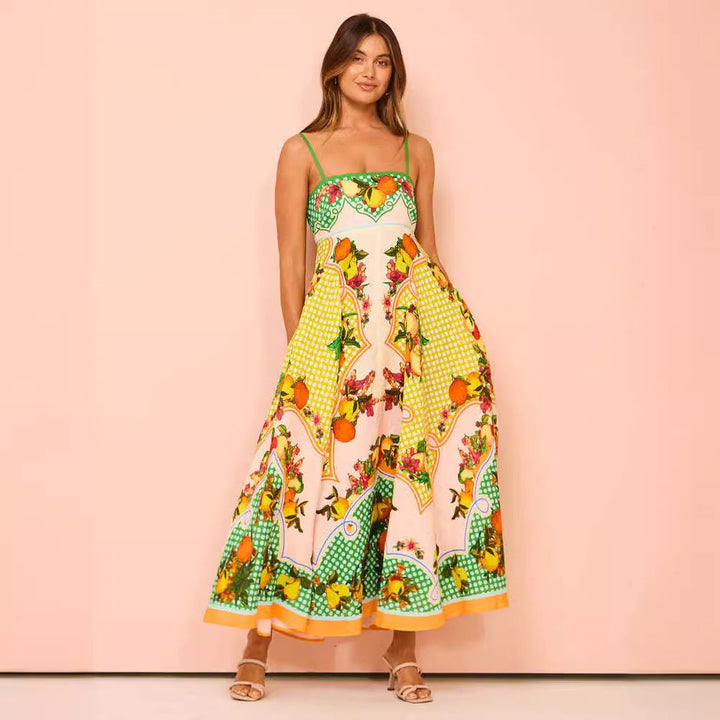 Women’s Maxi Dress - Smocked Bodice - Spaghetti Strap - Flowy Boho Silhouette