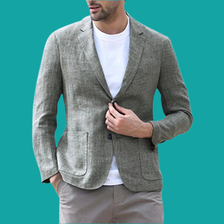 Men’s Blazer – Slim Fit – Linen Blend – Single Breasted – Notch Lapel – Casual Style