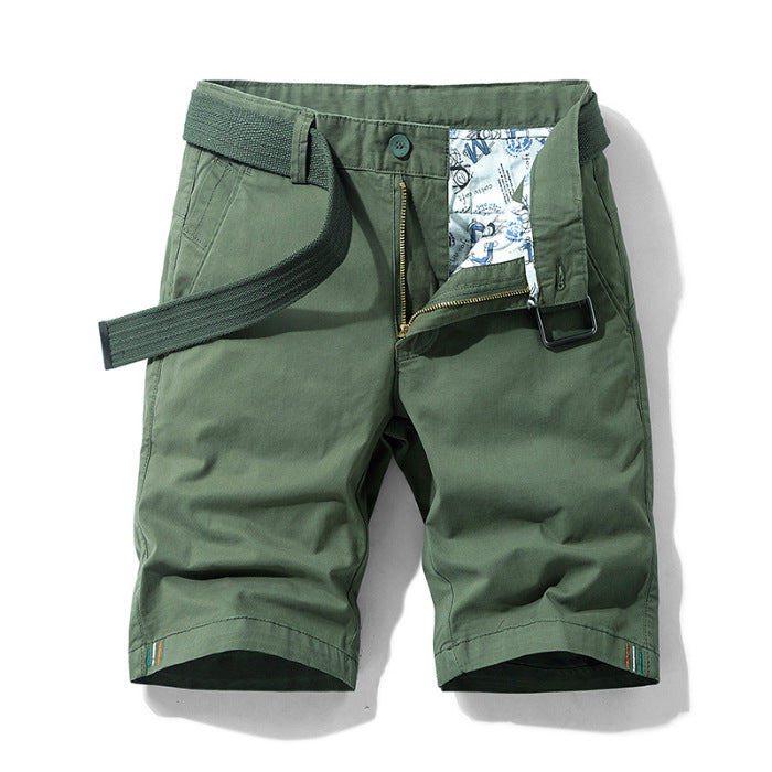 Men's Knee-Length Shorts - Casual Fit - Belted with Side Pockets