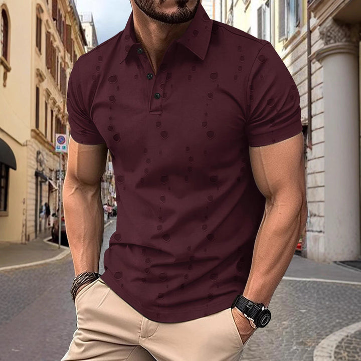 Men's Polo Shirt - Slim Fit - Distressed Design - Cotton - Casual Style