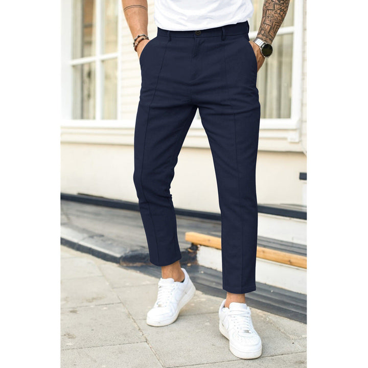 Men’s Casual Trousers - Slim Fit - Double Pleated Front - Ankle Length - Belt Loop Waist