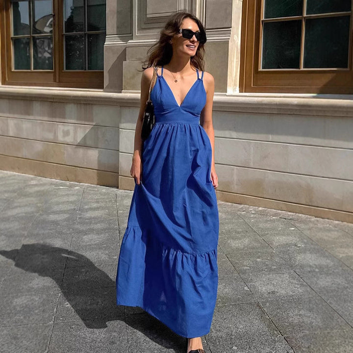 Women’s Maxi Dress – Empire Waist – Sleeveless V-Neck – Lightweight Flowy Fit