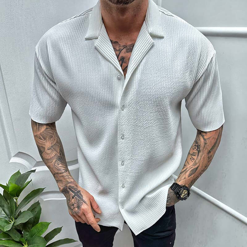 Men’s Short Sleeve Shirt - Regular Fit - Breathable Blend - Button Down Casual Style