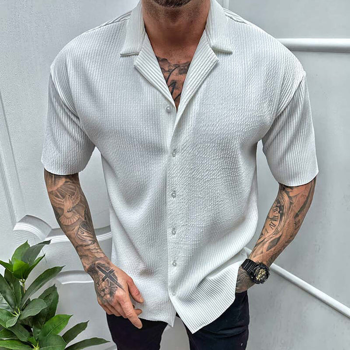 Men’s Short Sleeve Shirt - Regular Fit - Breathable Blend - Button Down Casual Style