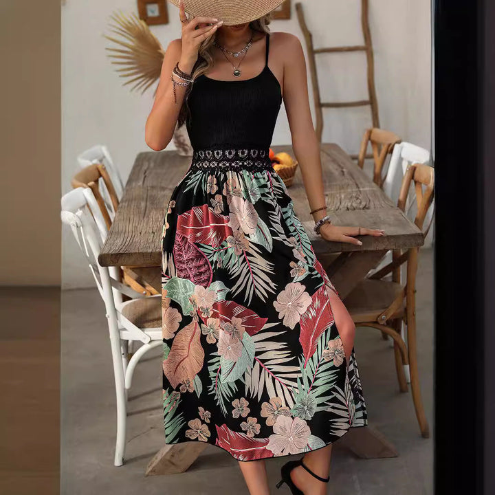 Women’s Sundress – Relaxed Fit – Spaghetti Straps – Breathable Blend – Midi Length