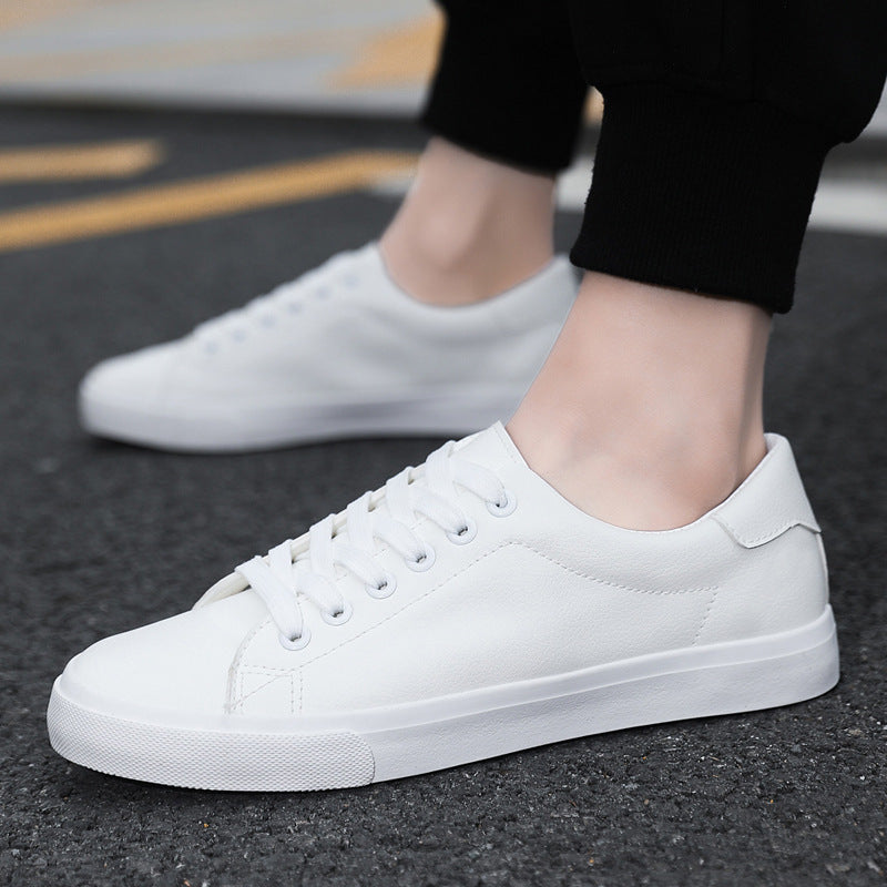 Men’s Low-Top Sneakers - Leather Finish - Lace-Up - Rubber Sole - Casual Fit
