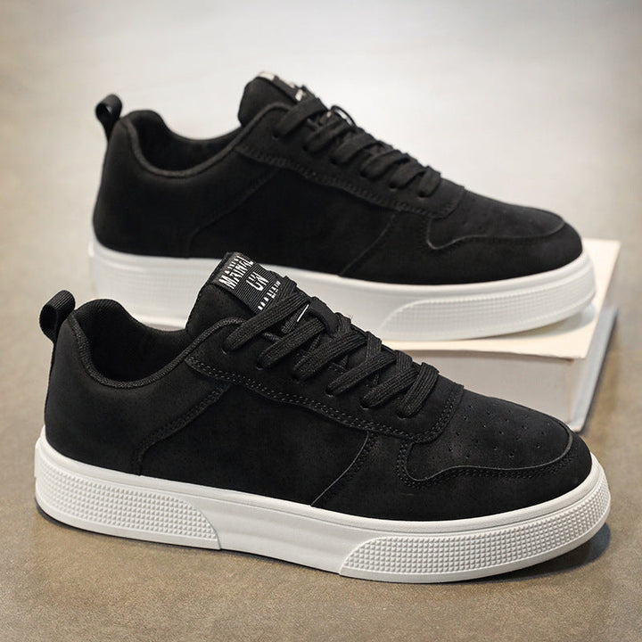 Men’s Low-Top Sneakers - Suede Upper - Lace-Up - Breathable Perforated Design - Rubber Sole