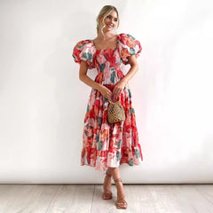 Women’s Maxi Dress – Off Shoulder – Smocked Bust – Tiered Skirt – Breathable Blend