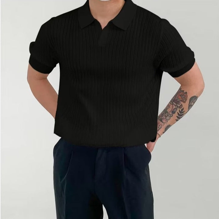 Men’s Polo Shirt - Ribbed Knit - Standard Fit - Short Sleeve Casual Smart Wear