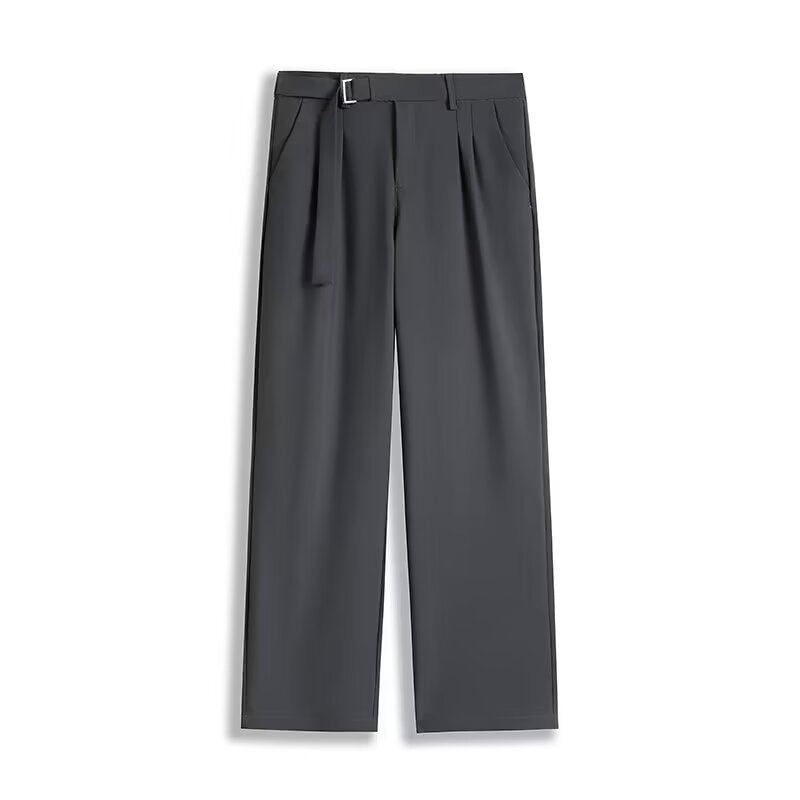 Men’s Straight-Leg Pants – Relaxed Fit – Breathable Blend – Belted Waist – Full Length