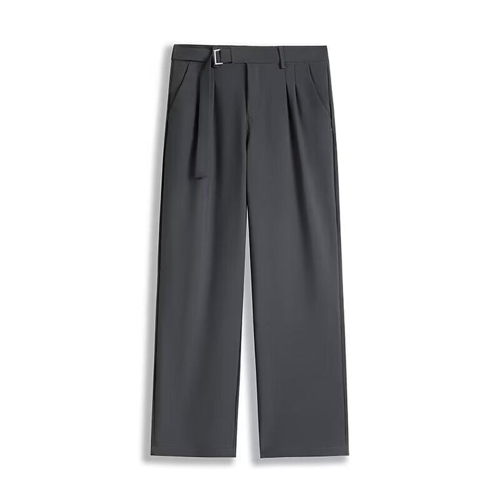 Men’s Straight-Leg Pants – Relaxed Fit – Breathable Blend – Belted Waist – Full Length