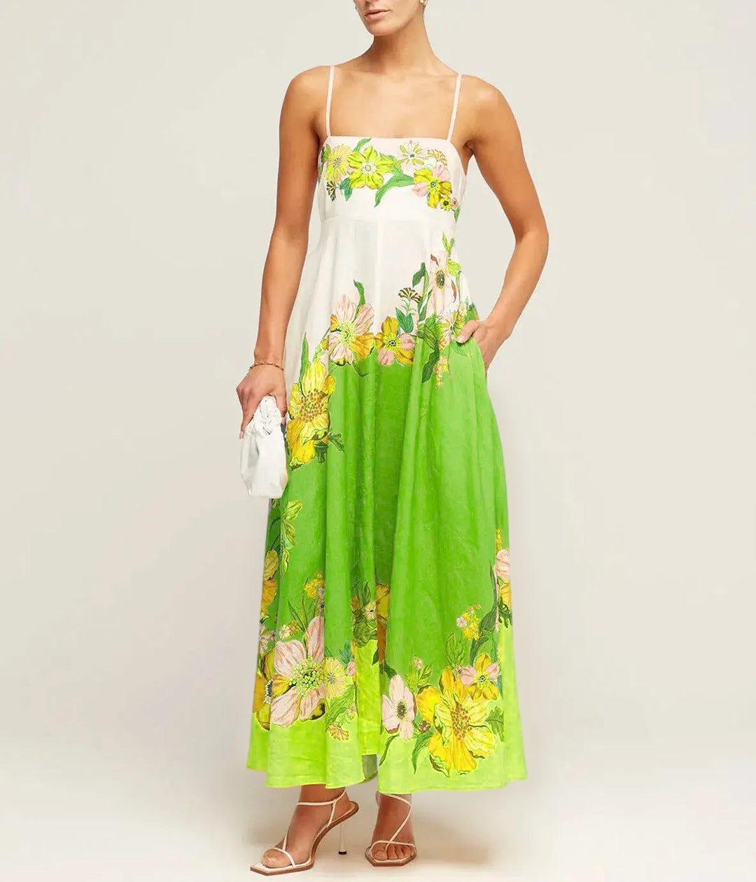 Women’s Maxi Dress - Smocked Bodice - Spaghetti Strap - Flowy Boho Silhouette