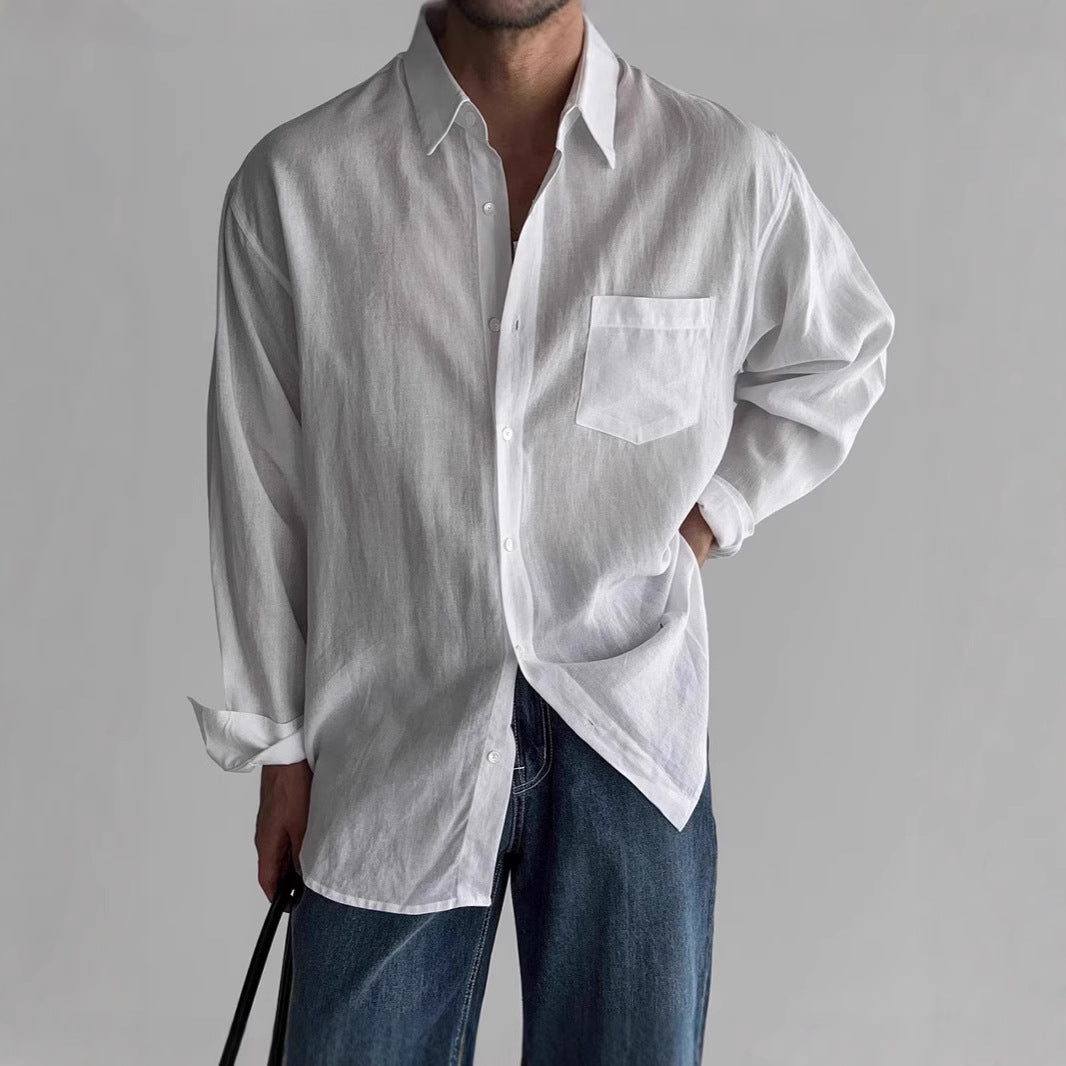 Men’s Long Sleeve Shirt - Relaxed Fit - Breathable Blend - Casual Button Down